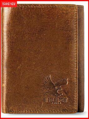 Men's RFID Blocking Leather Trifold Wallet With ID Pocket
